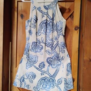 J. McLaughlin Blue and Cream linen Dress